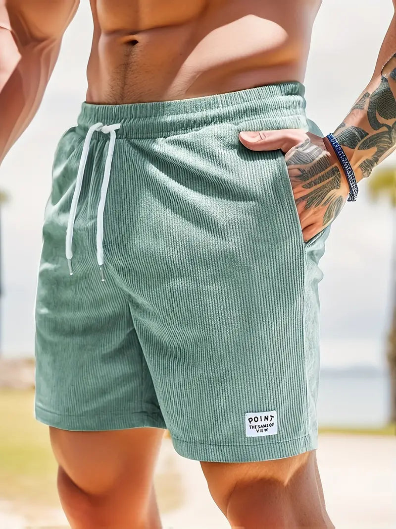 Men's Relaxed Fit Shorts – Drawstring Waist, Corduroy Casual Summer Wear