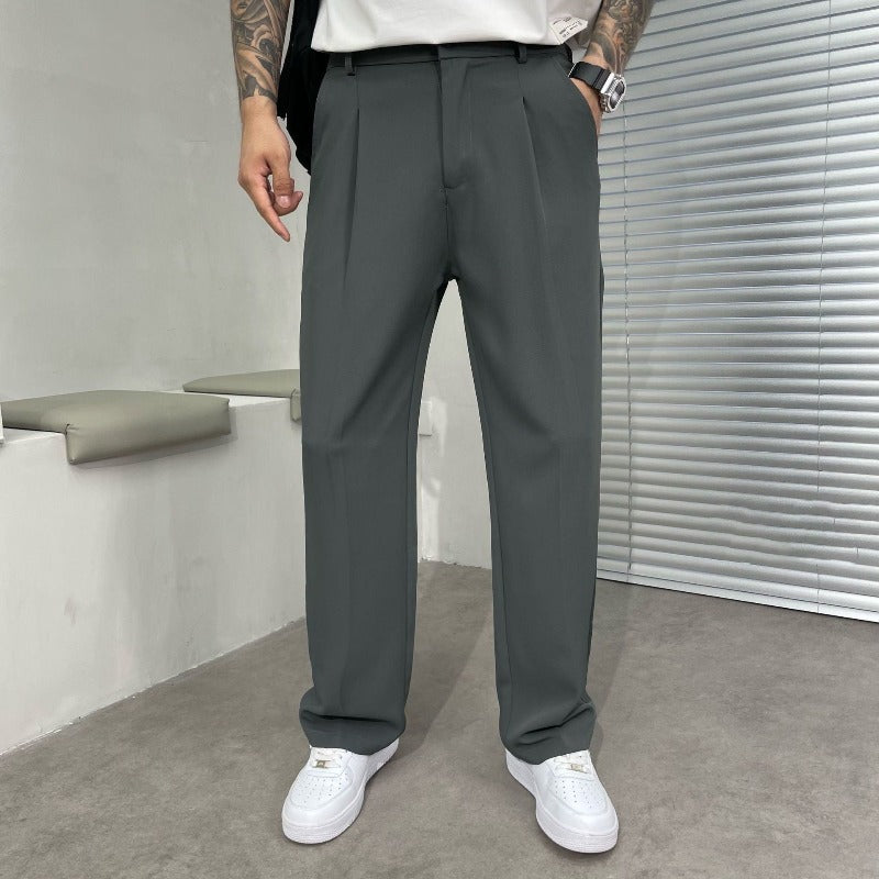 Men's Wide-Leg Trousers – Pleated Design, Relaxed Fit Smart Casual