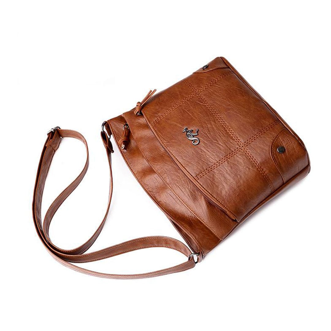 Vintage Faux Leather Crossbody Bag with Adjustable Strap