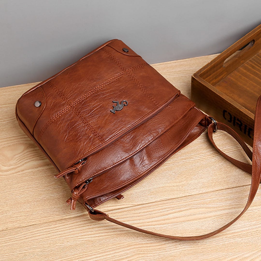 Vintage Faux Leather Crossbody Bag with Adjustable Strap