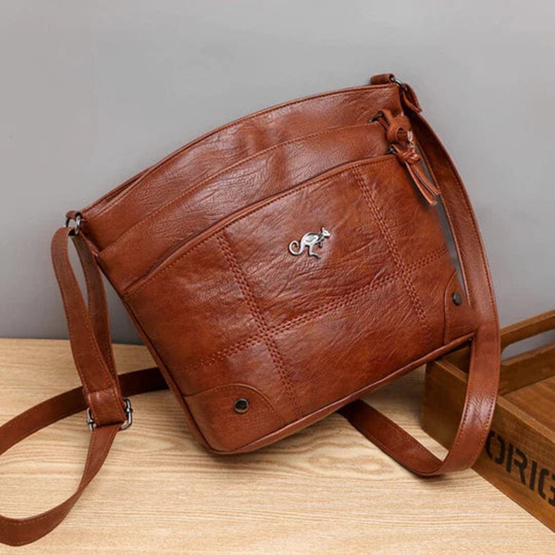Vintage Faux Leather Crossbody Bag with Adjustable Strap