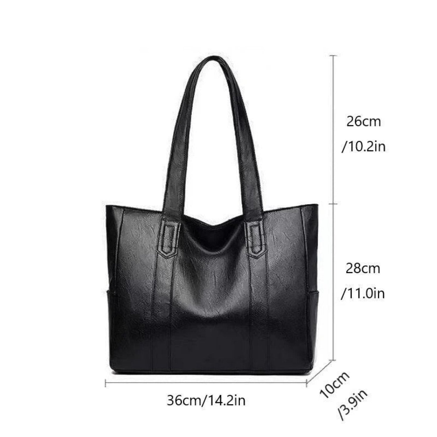 Women's Leather Tote Bag with Side Pockets