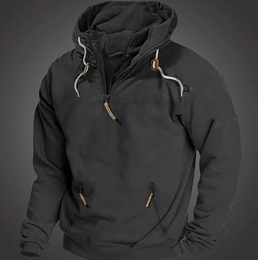 Men's Anorak Hoodie – Quarter-Zip, Heavyweight Casual Jumper