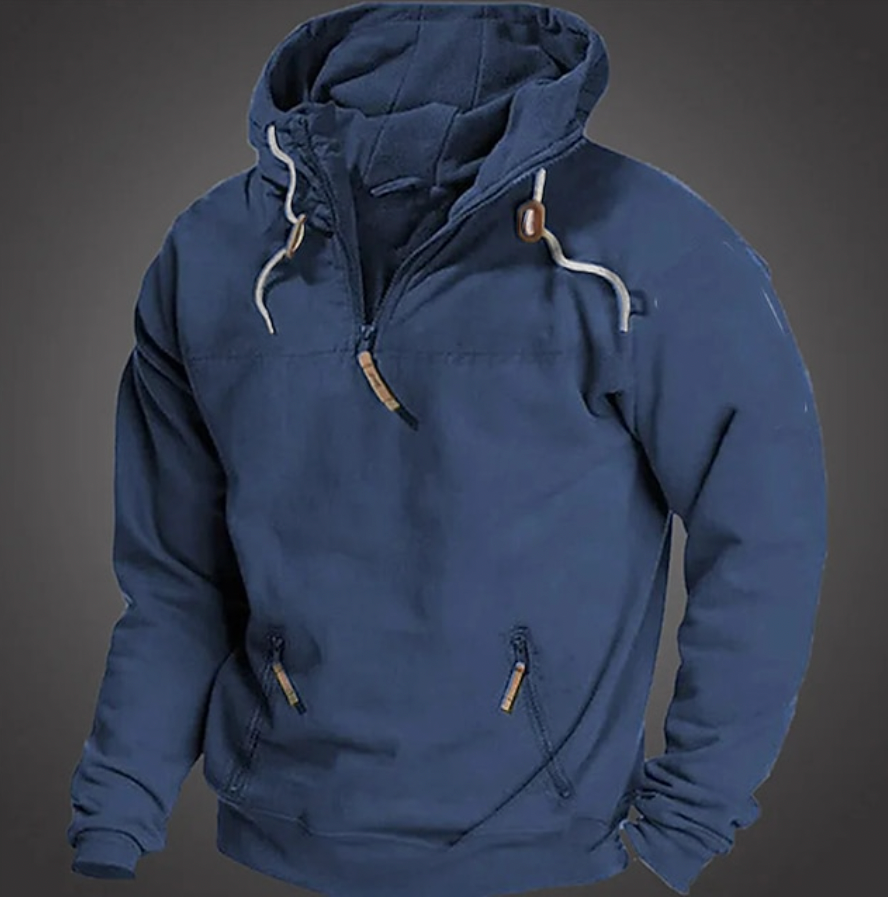 Men's Anorak Hoodie – Quarter-Zip, Heavyweight Casual Jumper