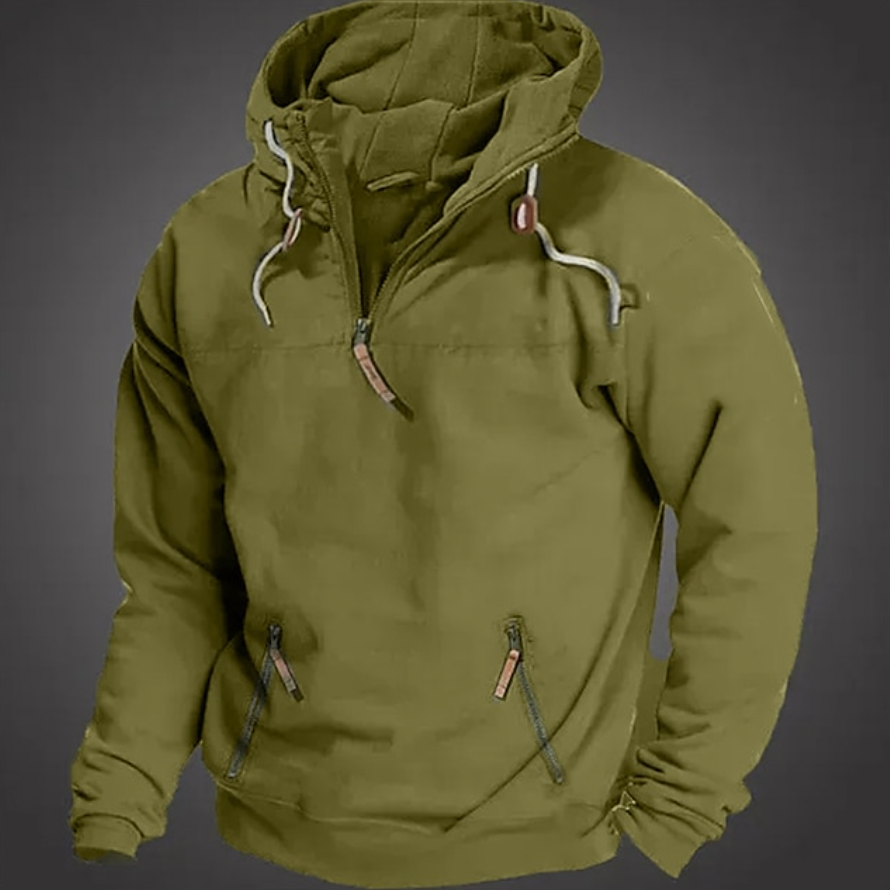 Men's Anorak Hoodie – Quarter-Zip, Heavyweight Casual Jumper