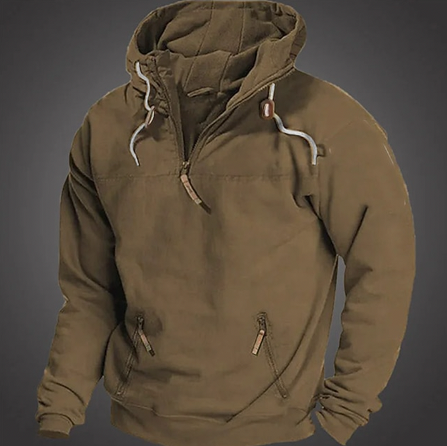 Men's Anorak Hoodie – Quarter-Zip, Heavyweight Casual Jumper