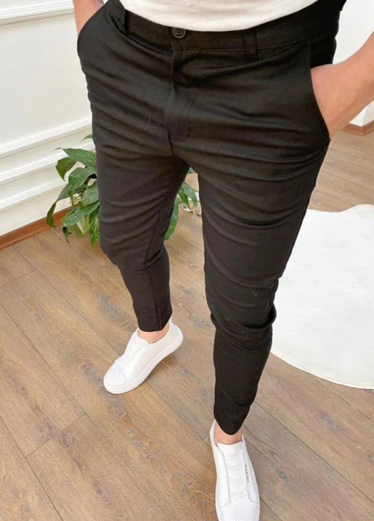 Men's Trousers – Stretch Chino Look , Slim Fit Tapered Smart Casual Wear