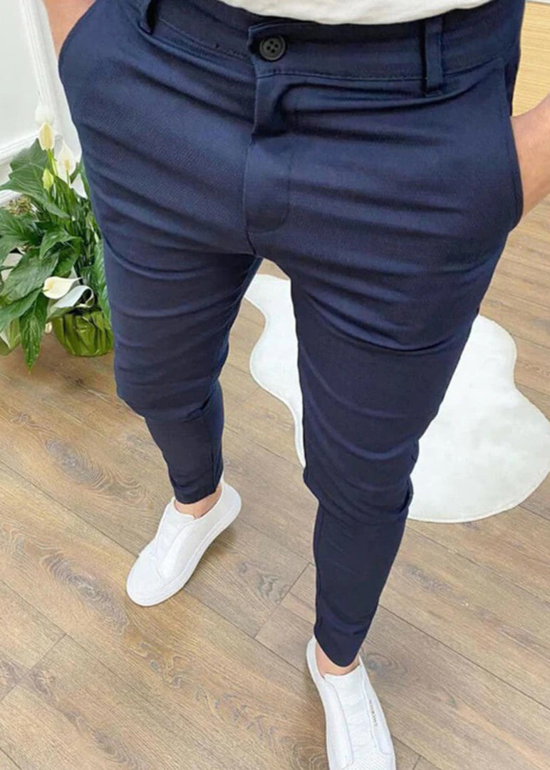 Men's Trousers – Stretch Chino Look , Slim Fit Tapered Smart Casual Wear