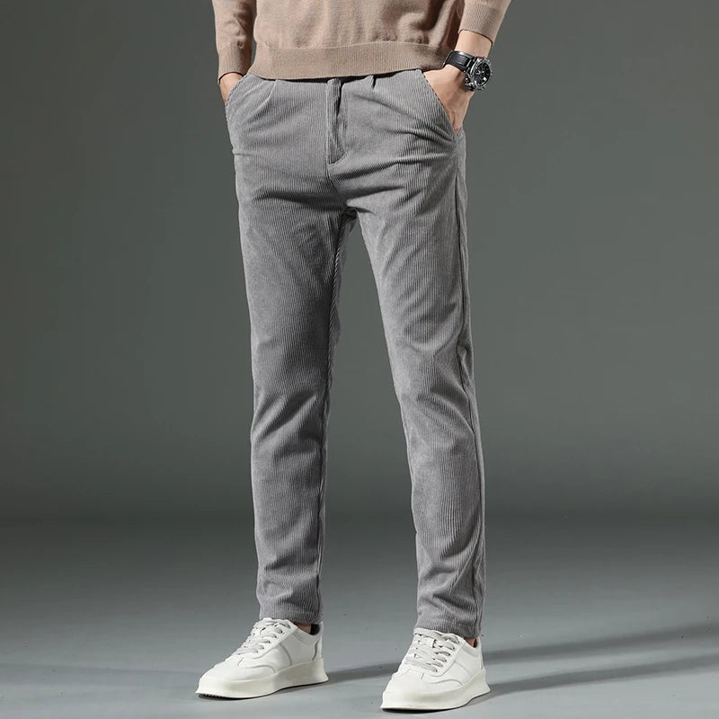 Men's Corduroy Trousers – Thermal Lined, Straight Fit Smart Casual Wear