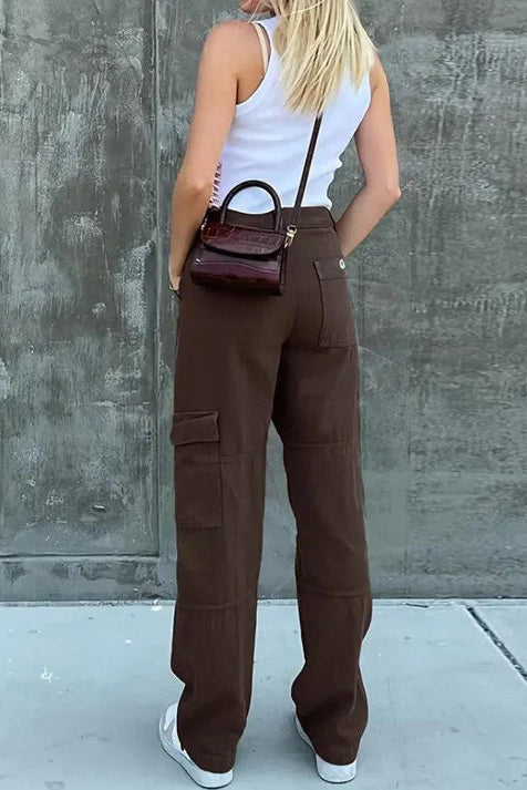 Women’s Cargo Trousers – Utility Pocket Detail, Relaxed Fit Streetwear