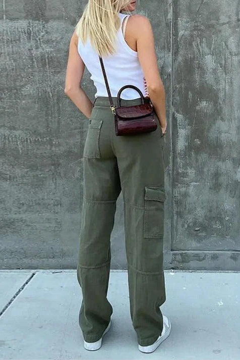 Women’s Cargo Trousers – Utility Pocket Detail, Relaxed Fit Streetwear