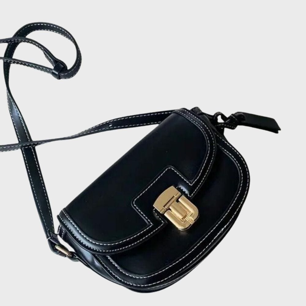 Vintage-Inspired Mini Crossbody Bag – Structured Saddle Design with Lock Closure