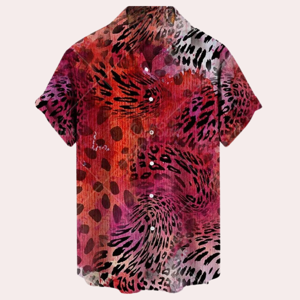 Men's Cuban Collar Shirt – Allover Print, Relaxed Fit Summer Party Shirt