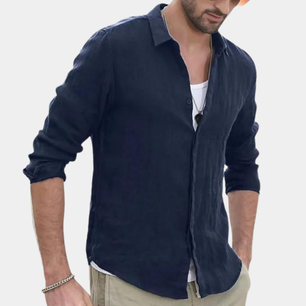Men's Casual Linen Shirt – Button-Down, Breathable Smart Casual Wear