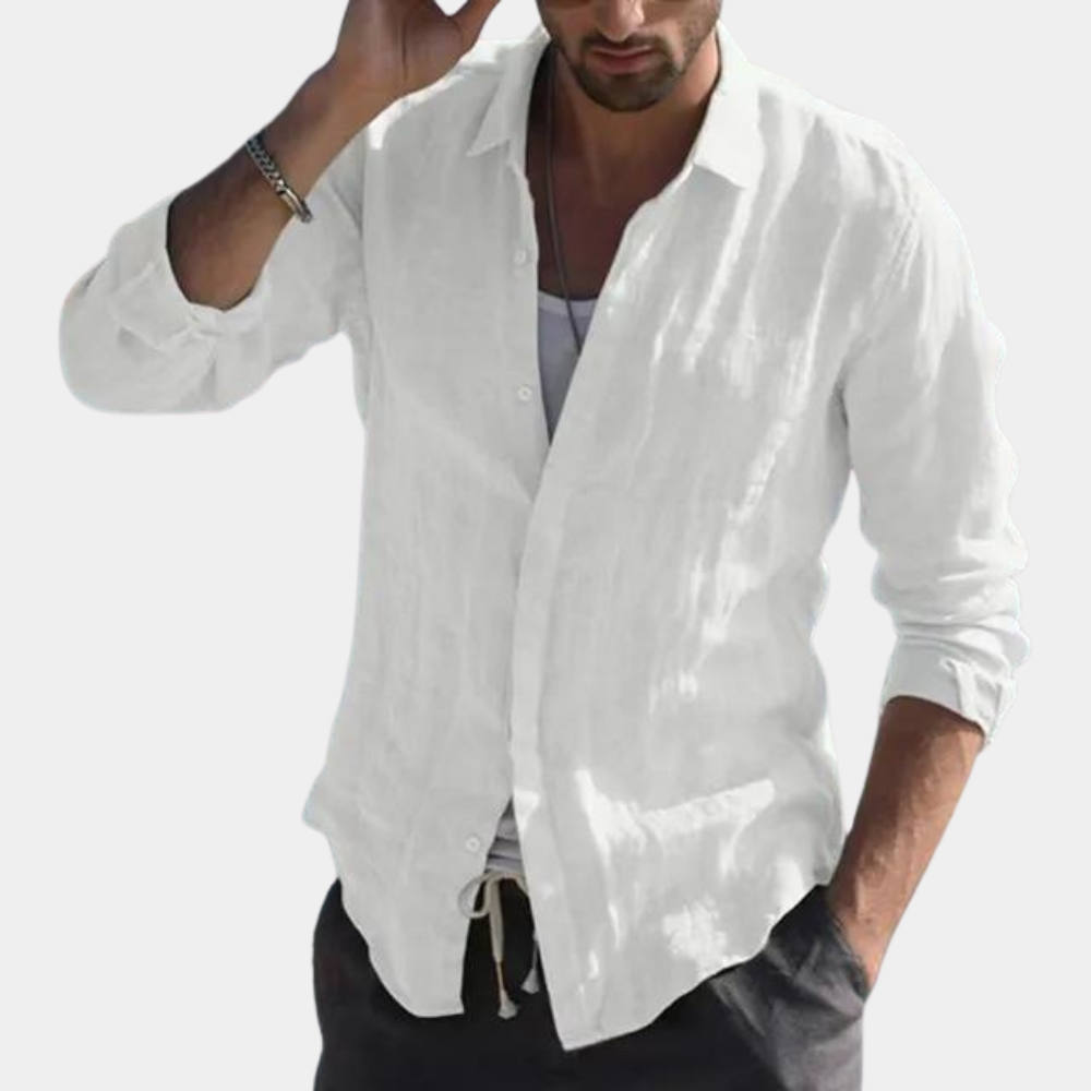 Men's Casual Linen Shirt – Button-Down, Breathable Smart Casual Wear
