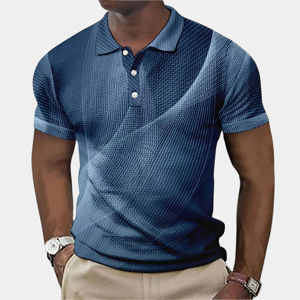 Men's Polo Shirt – Geometric Print, Lightweight Casual Wear