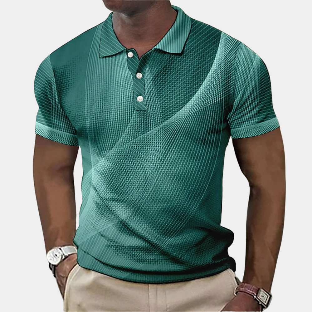 Men's Polo Shirt – Geometric Print, Lightweight Casual Wear