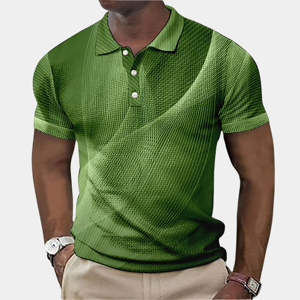 Men's Polo Shirt – Geometric Print, Lightweight Casual Wear