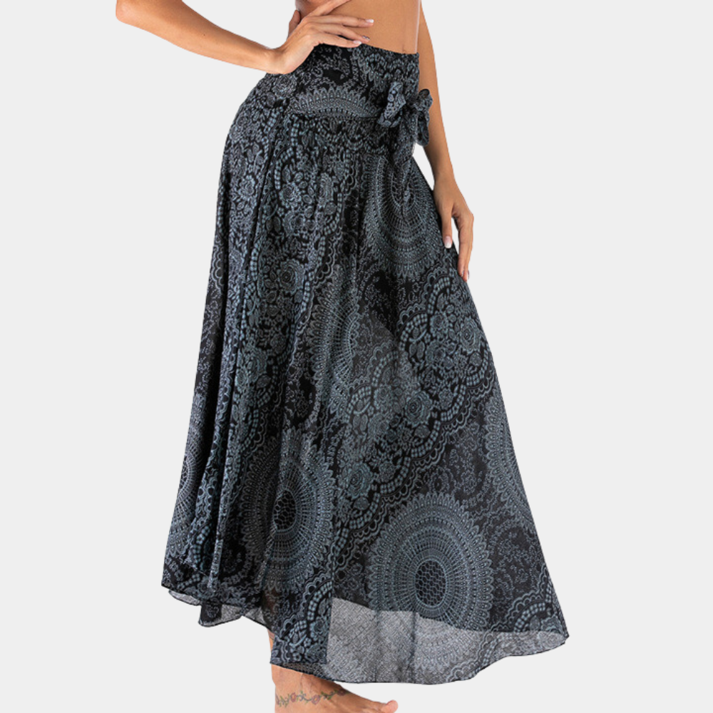 Womens Convertible Maxi Skirt – Mandala Print, Flowy Boho Festival Wear