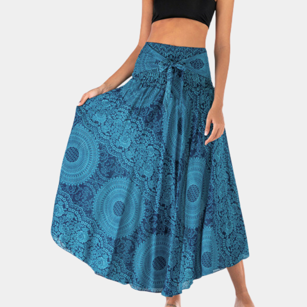 Womens Convertible Maxi Skirt – Mandala Print, Flowy Boho Festival Wear