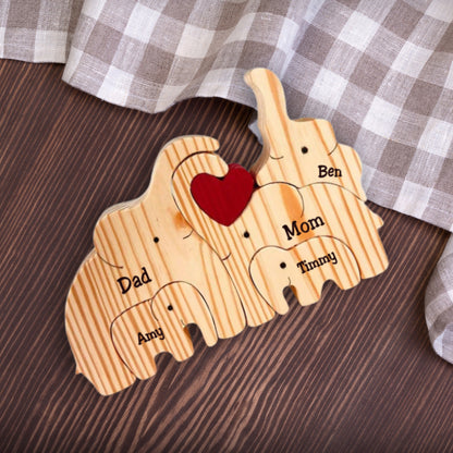 Elephant Puzzle - Gift For Family - Personalized Wooden Puzzle