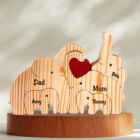 Elephant Puzzle - Gift For Family - Personalized Wooden Puzzle