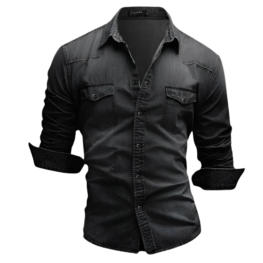Men's Denim Shirt – Western Popper, Slim Fit Casual Shirt