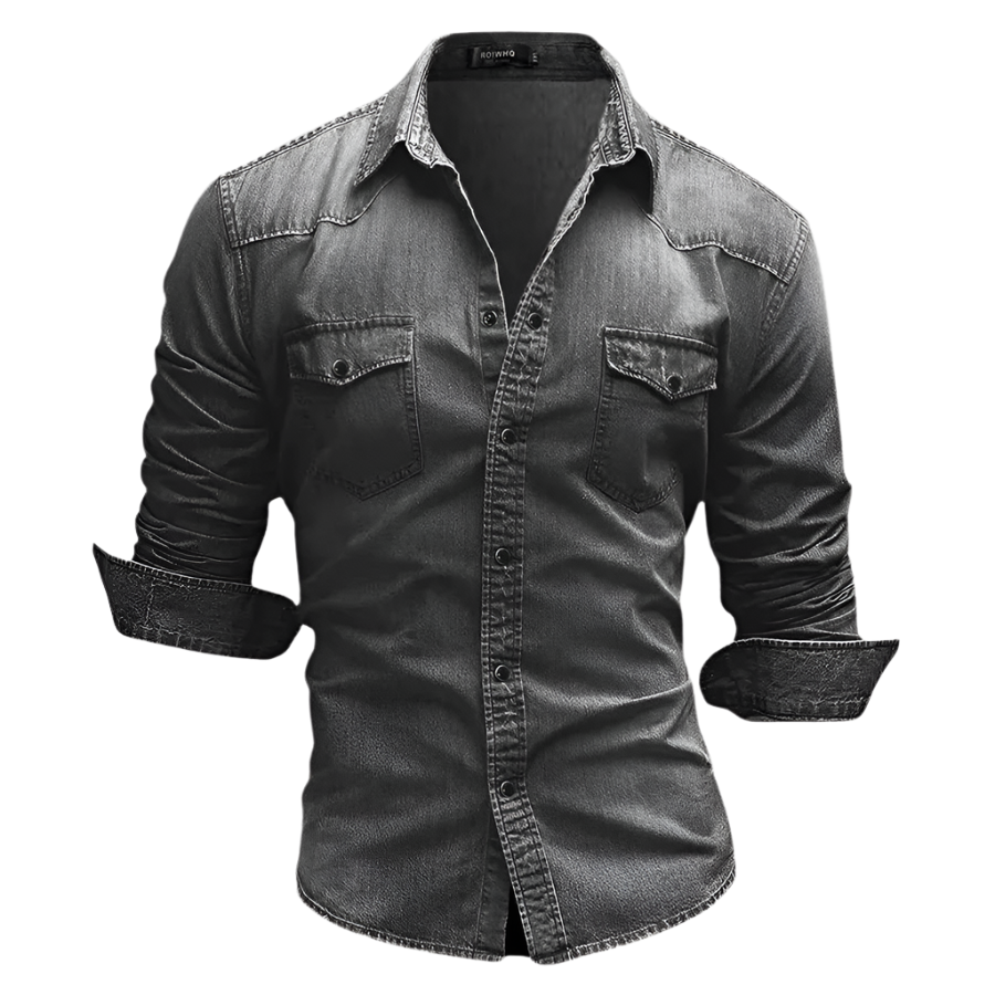 Men's Denim Shirt – Western Popper, Slim Fit Casual Shirt