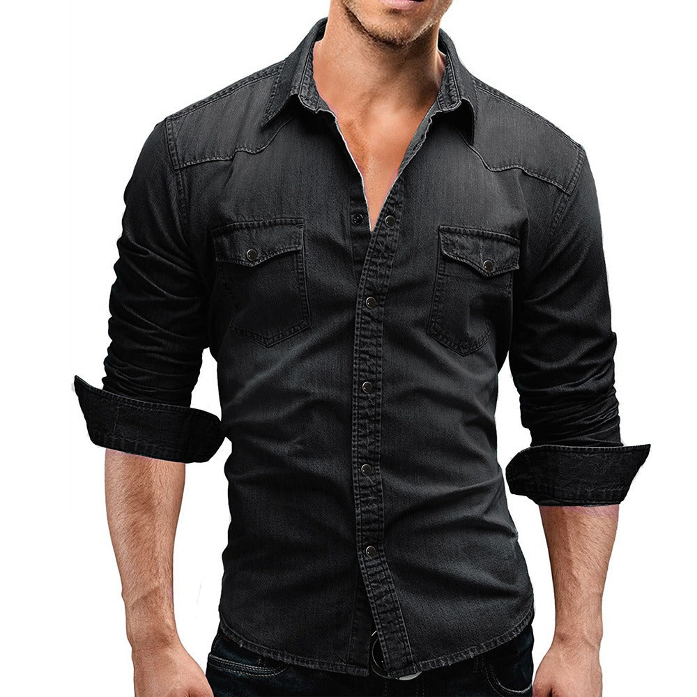 Men's Denim Shirt – Western Popper, Slim Fit Casual Shirt
