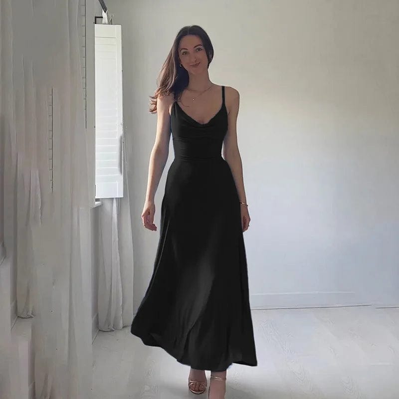 Cowl-Neck Maxi Dress - Sleeveless & Flowing Silhouette