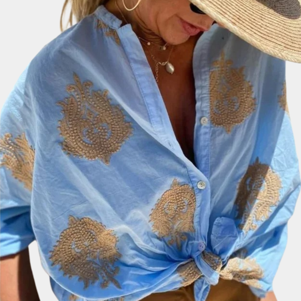 Women's Blouse – Paisley Print, Oversized Boho Holiday