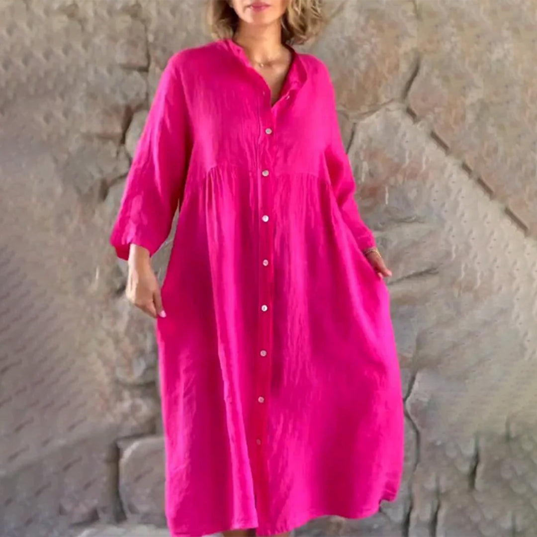 Button Down Maxi Shirt Dress – Long Sleeve Oversized Fit