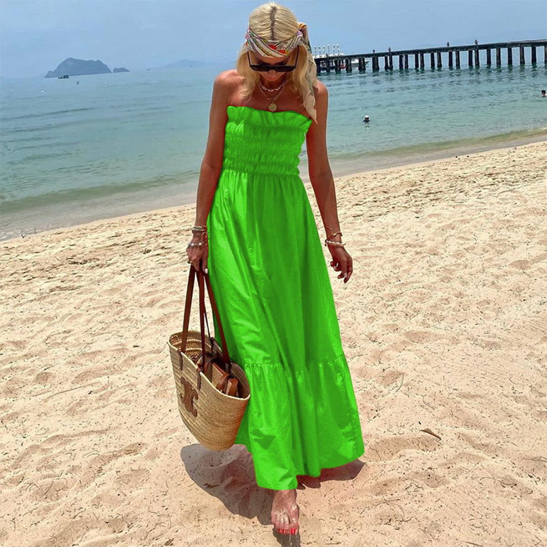 Strapless Smocked Maxi Dress – Beach Vacation & Casual Summer Style