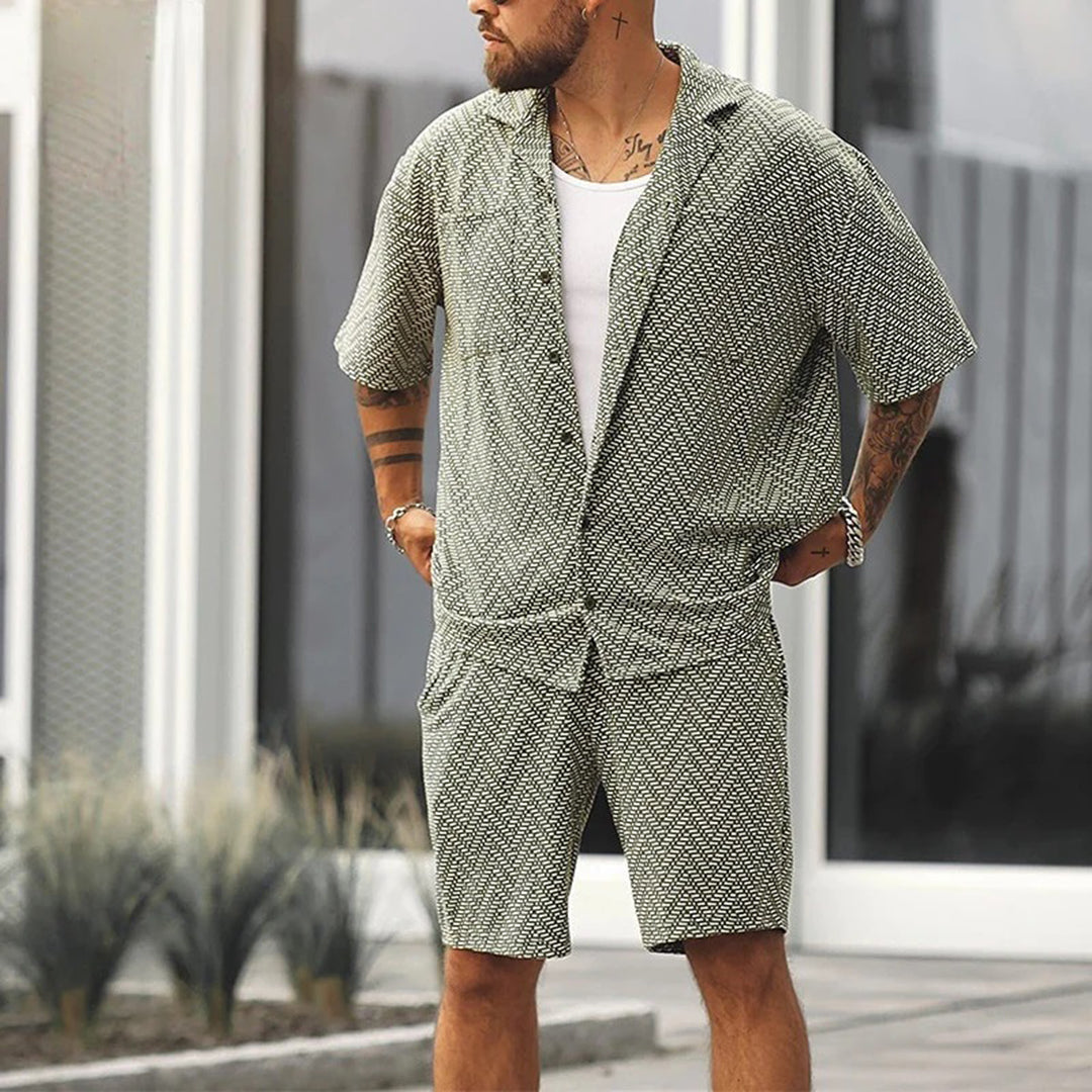 Men's Co-ord Set – Cuban Collar, Relaxed Fit Holiday Outfit