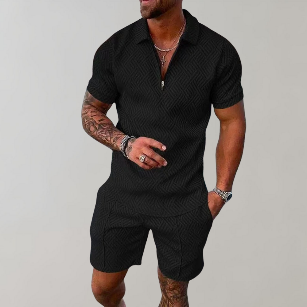 Men's Knitted Co-ord Set – Crew Neck Design, Relaxed Fit Summer Lounge Set