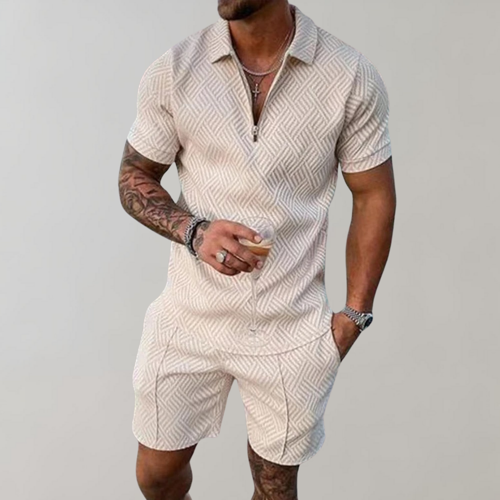 Men's Knitted Co-ord Set – Crew Neck Design, Relaxed Fit Summer Lounge Set