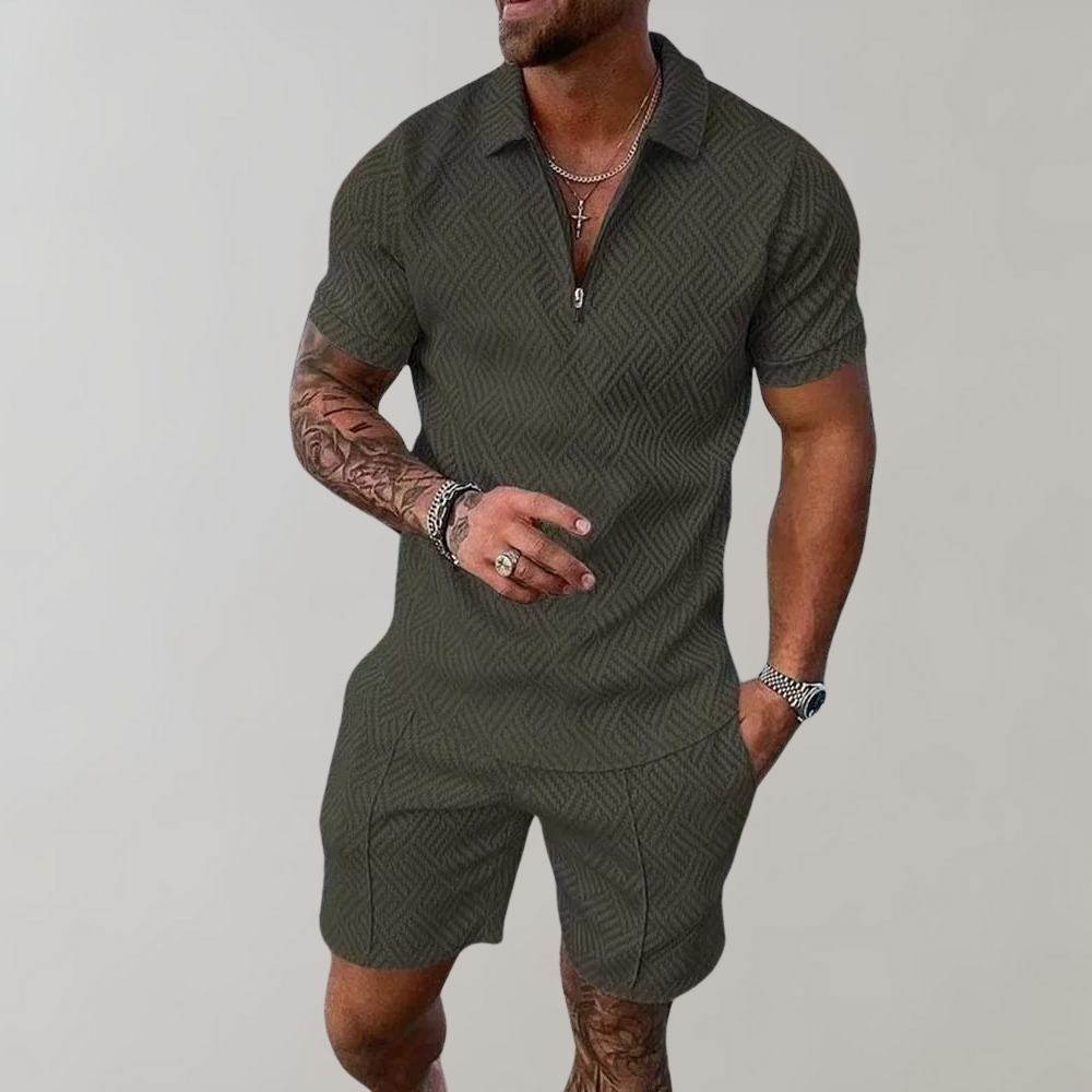 Men's Knitted Co-ord Set – Crew Neck Design, Relaxed Fit Summer Lounge Set