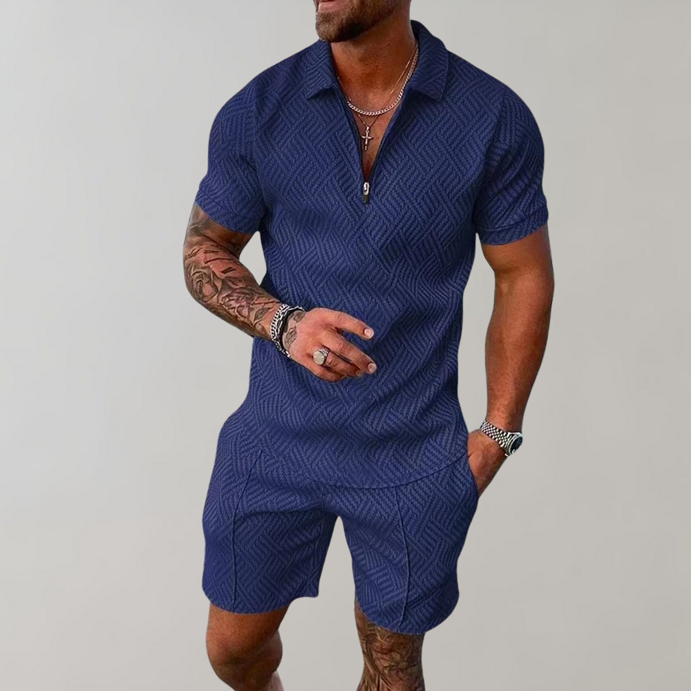 Men's Knitted Co-ord Set – Crew Neck Design, Relaxed Fit Summer Lounge Set