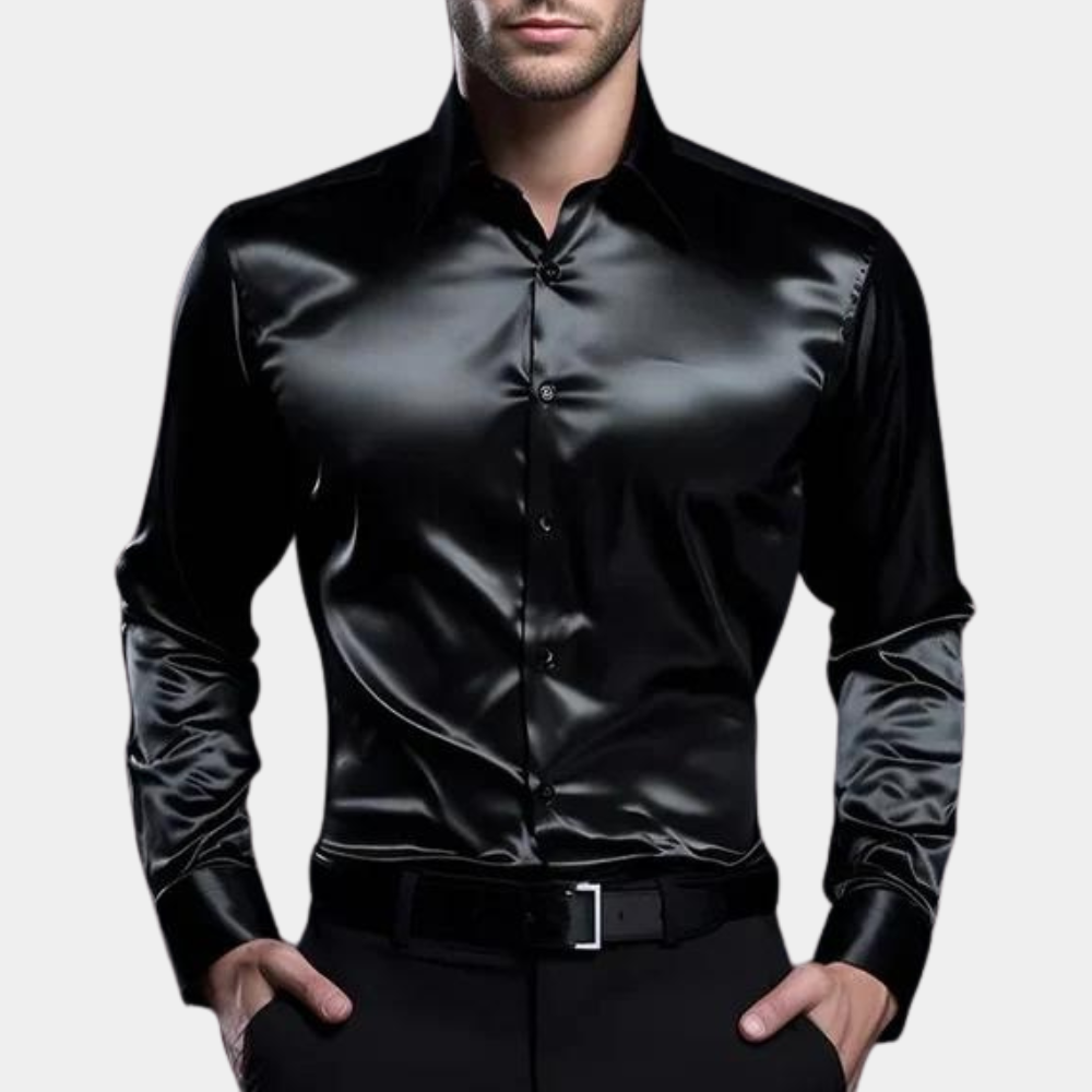 Men's Satin Shirt – Lustrous Finish, Relaxed Fit Party Wear