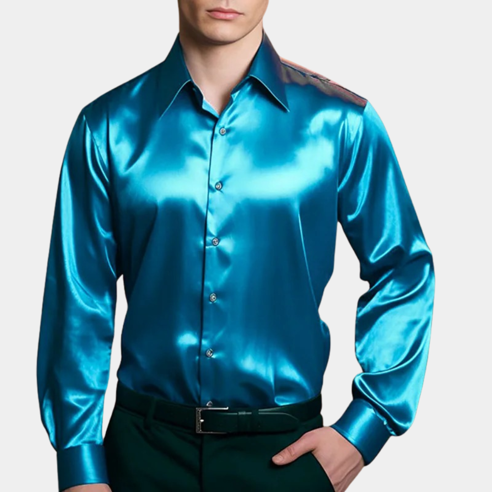 Men's Satin Shirt – Lustrous Finish, Relaxed Fit Party Wear