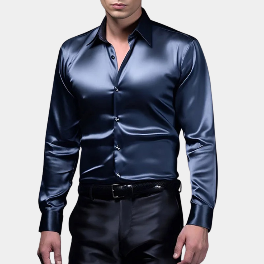Men's Satin Shirt – Lustrous Finish, Relaxed Fit Party Wear