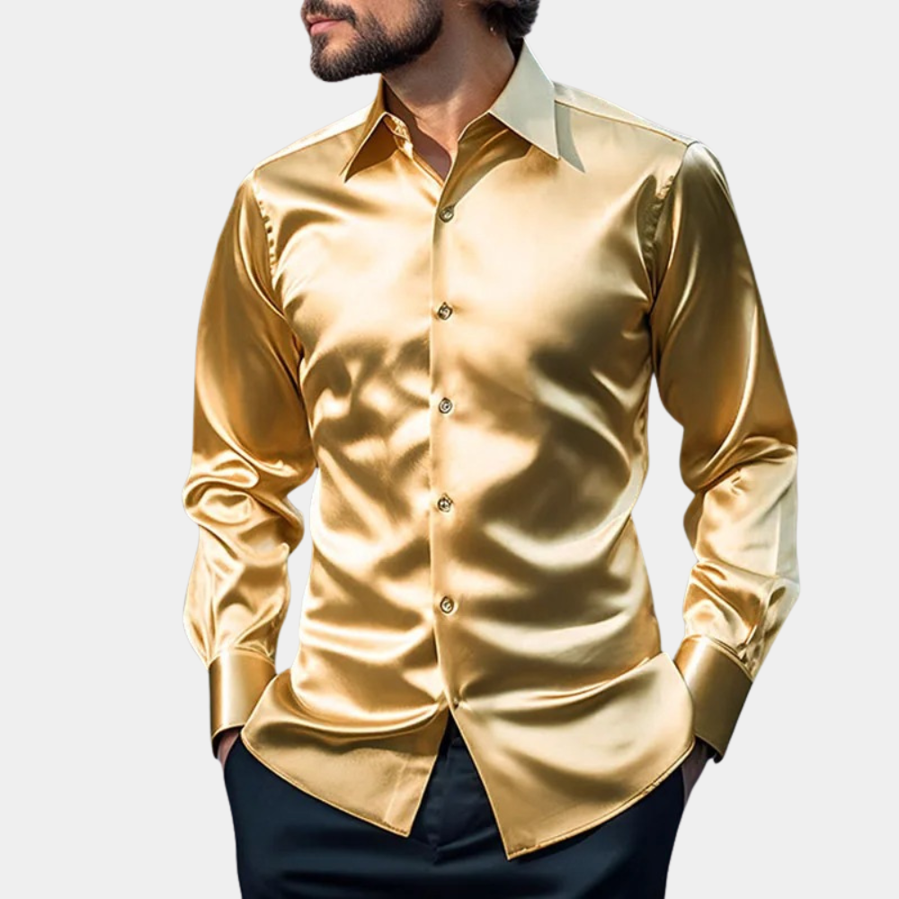 Men's Satin Shirt – Lustrous Finish, Relaxed Fit Party Wear