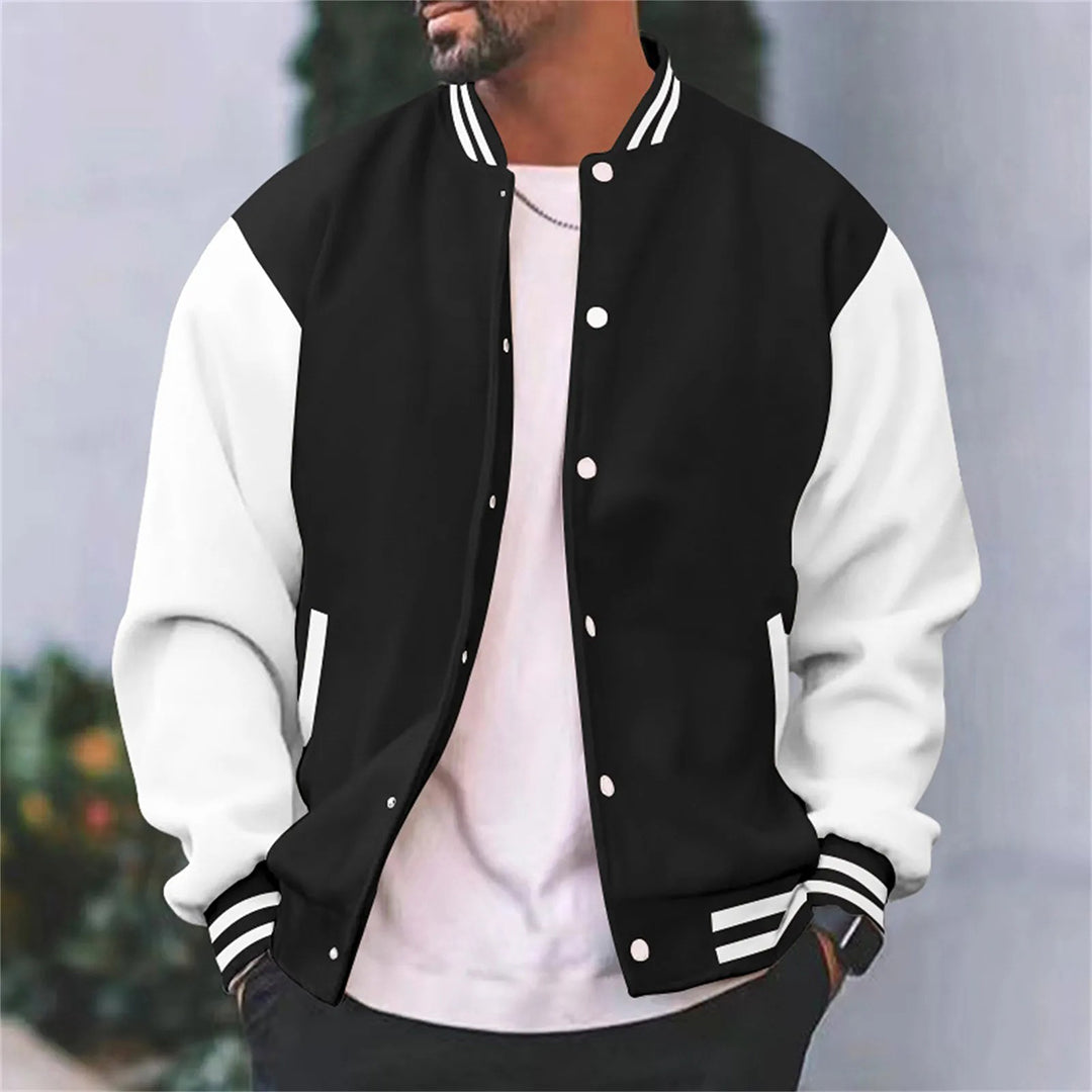 Men's Varsity Jacket – Contrast Sleeve, Plush Lined Casual Bomber
