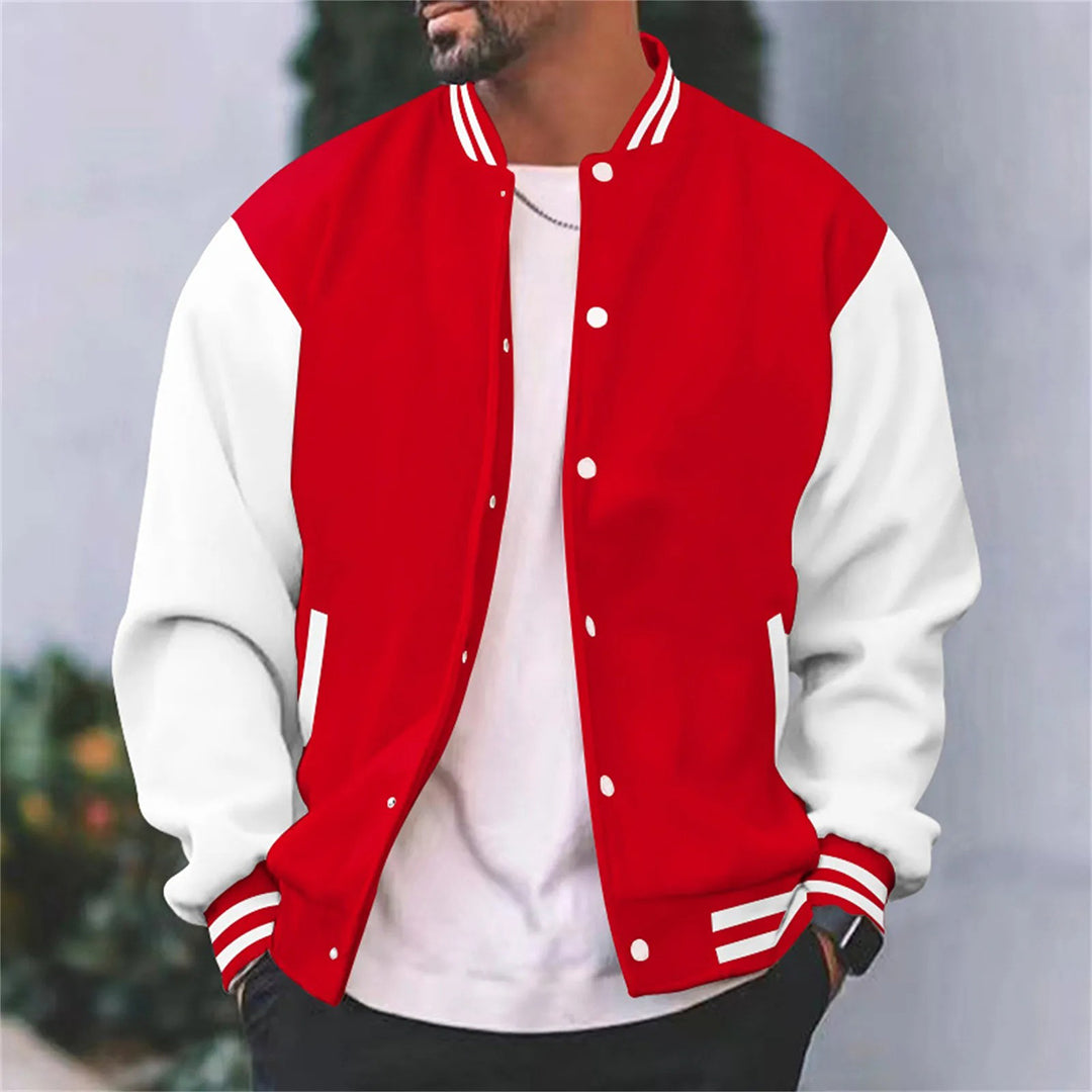 Men's Varsity Jacket – Contrast Sleeve, Plush Lined Casual Bomber