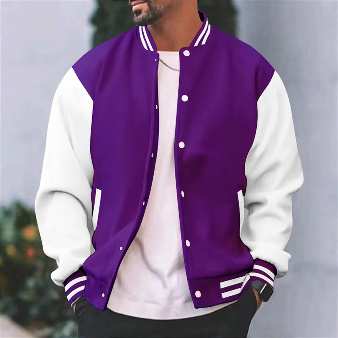 Men's Varsity Jacket – Contrast Sleeve, Plush Lined Casual Bomber