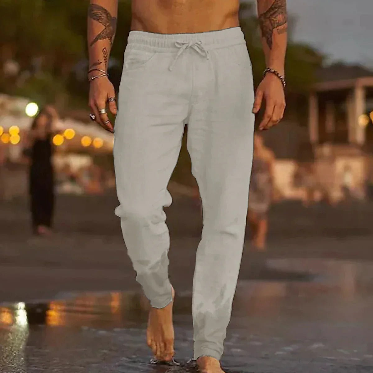 Men's Drawstring Trousers – Lightweight, Relaxed Fit Casual Loungewear