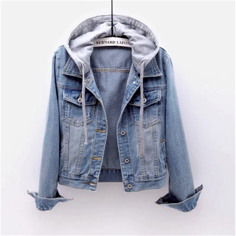 Women's Denim Jacket – Hooded, Relaxed Fit Casual Streetwear