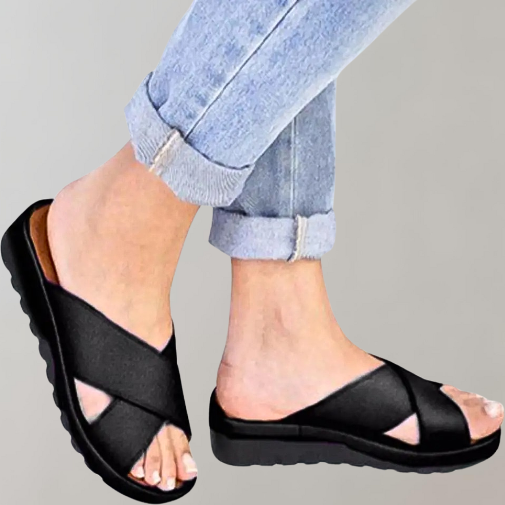Women's Sandals – Cross Strap, Comfy Summer Flats