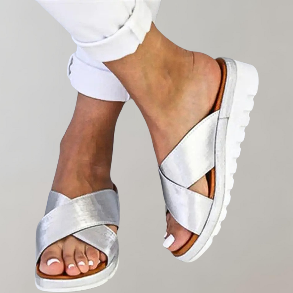 Women's Sandals – Cross Strap, Comfy Summer Flats