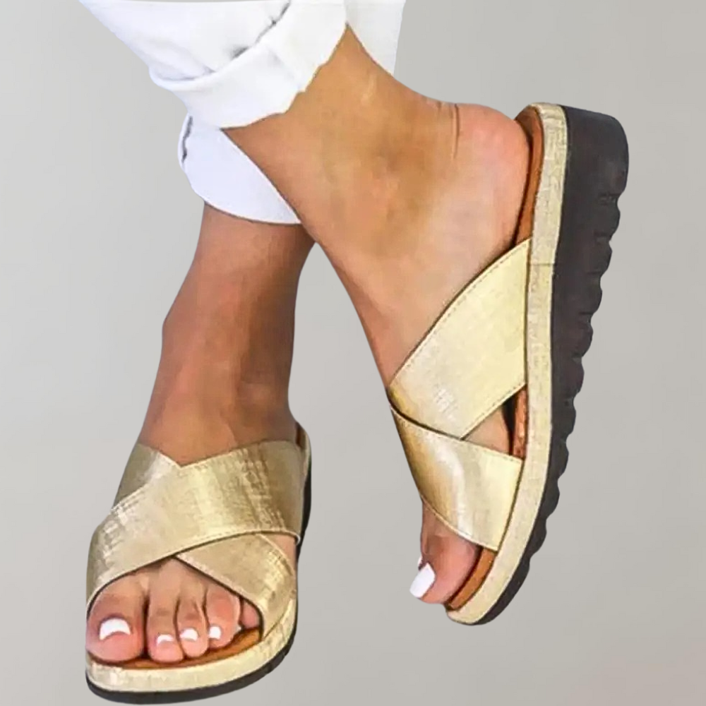 Women's Sandals – Cross Strap, Comfy Summer Flats